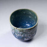 Fujihira Seibun Kiln Kyo Kiyomizu Ware Large Yunomi Cup - Blossom Blue / 藤平正文窯