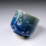 Fujihira Seibun Kiln Kyo Kiyomizu Ware Large Yunomi Cup - Blossom Blue / 藤平正文窯