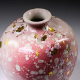 Fujihira Seibun Kiln Kyo-Kiyomizu Ware Flower Vase - Cherry Blossoms / 藤平正文窯 花瓶
