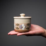 Fukube Pottery Condiment Container - Violet Flower / ふくべ窯 小物入れ すみれ