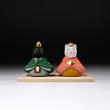 Seto ware Lucky Ornament - Couple Cat / 瀬戸陶芸社 縁起玩具