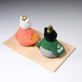 Seto ware Lucky Ornament - Couple Cat / 瀬戸陶芸社 縁起玩具