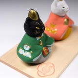 Seto ware Lucky Ornament - Couple Cat / 瀬戸陶芸社 縁起玩具