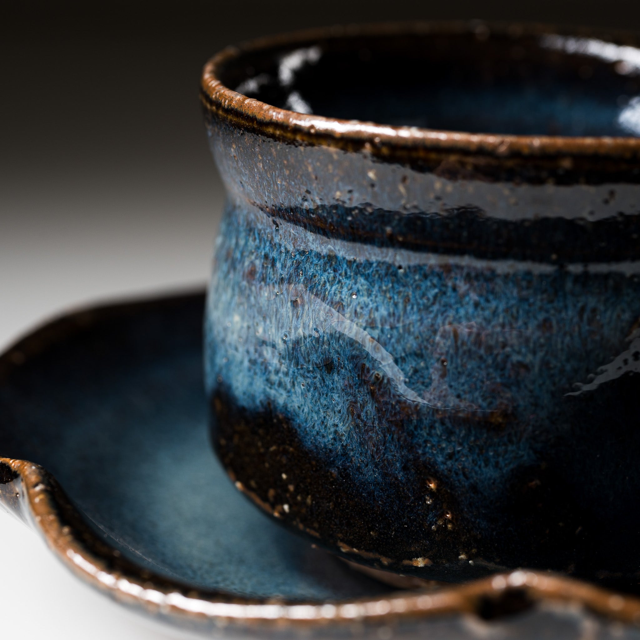 Hagi Ware Pottery Cup and Saucer Set - Galaxy / 萩焼 ティーカップ ソーサー