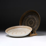 Mino ware Garden High Rim Plate 22.5 cm - 2 Colour Options / 美濃焼き 浅皿