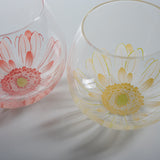 Egg Shape Pair Tumbler Glass - Gerbera Flower / ころんコロンペアカップ