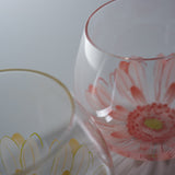 Egg Shape Pair Tumbler Glass - Gerbera Flower / ころんコロンペアカップ