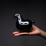 Seto Ware KASHIWA - Animal Ornament - Round Horse - Glossy Black/ 瀬戸焼 かしわ窯