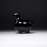 Seto Ware KASHIWA - Animal Ornament - Round Horse - Glossy Black/ 瀬戸焼 かしわ窯