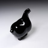 Seto Ware KASHIWA - Animal Ornament - Round Horse - Glossy Black/ 瀬戸焼 かしわ窯
