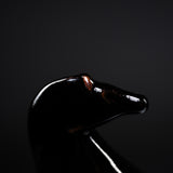 Seto Ware KASHIWA - Animal Ornament - Round Horse - Glossy Black/ 瀬戸焼 かしわ窯