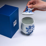 HIRADO KOHSYO DANEMON Kiln Mikawachi Ware Tea Cup with Lid / 平戸洸祥団右ヱ門窯 菊花飾湯呑み