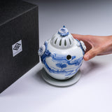 HIRADO KOHSYO DANEMON Kiln Mikawachi Ware Tea Leaf Aroma Burner / 平戸洸祥団右ヱ門窯 菊花飾茶香炉