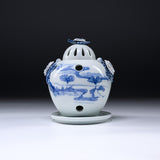 HIRADO KOHSYO DANEMON Kiln Mikawachi Ware Tea Leaf Aroma Burner / 平戸洸祥団右ヱ門窯 菊花飾茶香炉