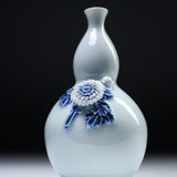 HIRADO KOHSYO DANEMON Kiln Mikawachi Ware Gourd Vase / 平戸洸祥団右ヱ門窯 菊花飾瓢箪形花瓶
