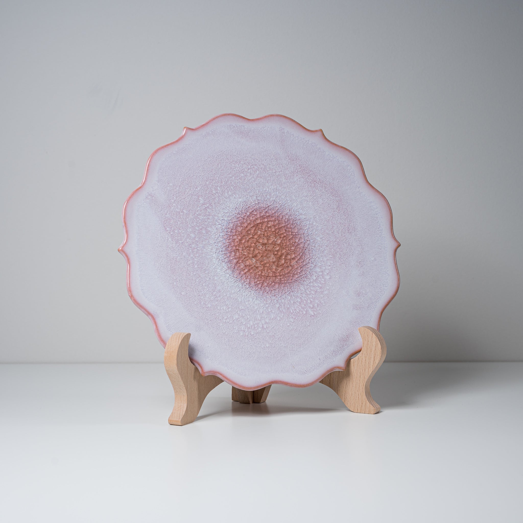 Tenryu Kiln Hagi Ware - Flower Plate - Milky Pink / 天龍窯 モモイロ