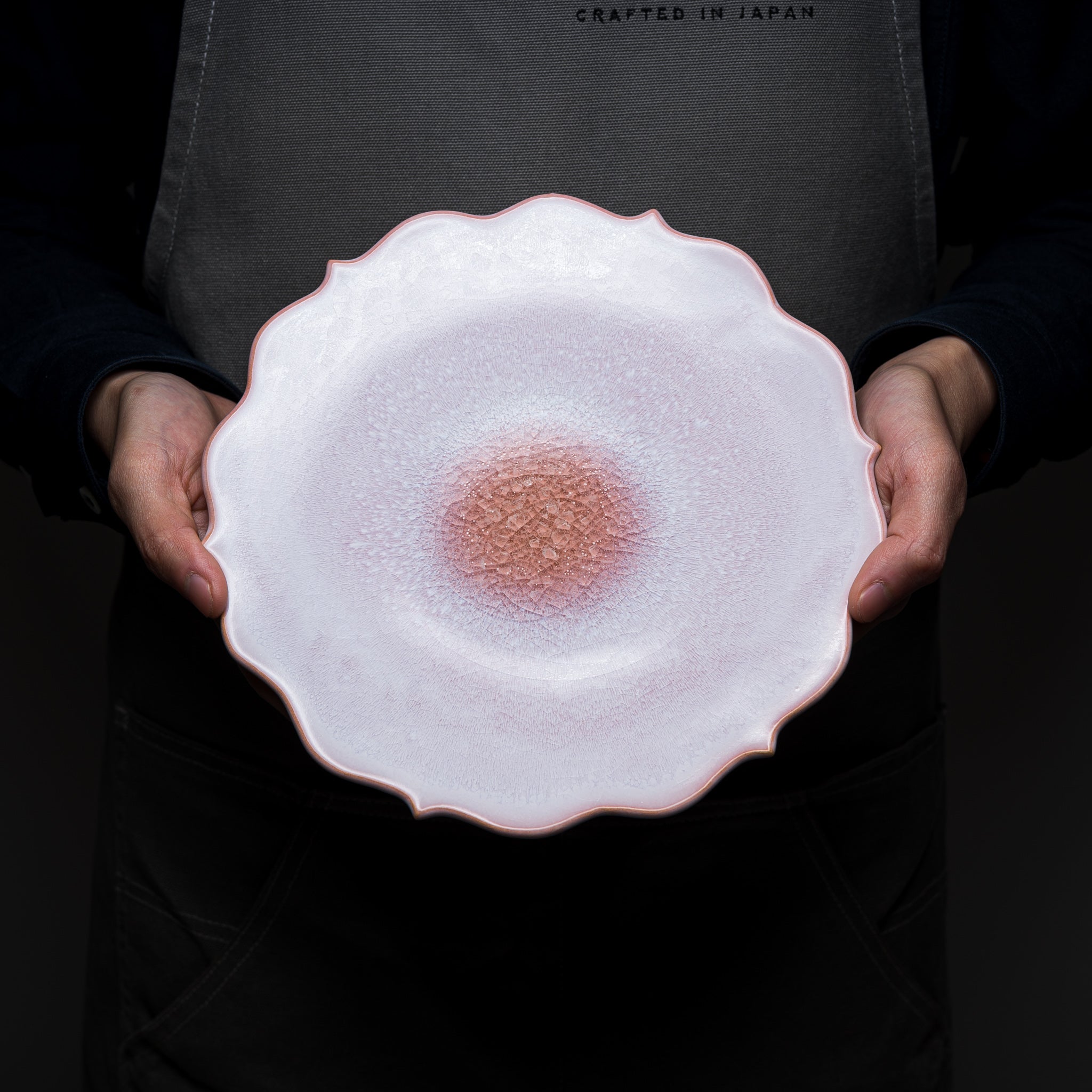 Tenryu Kiln Hagi Ware - Flower Plate - Milky Pink / 天龍窯 モモイロ
