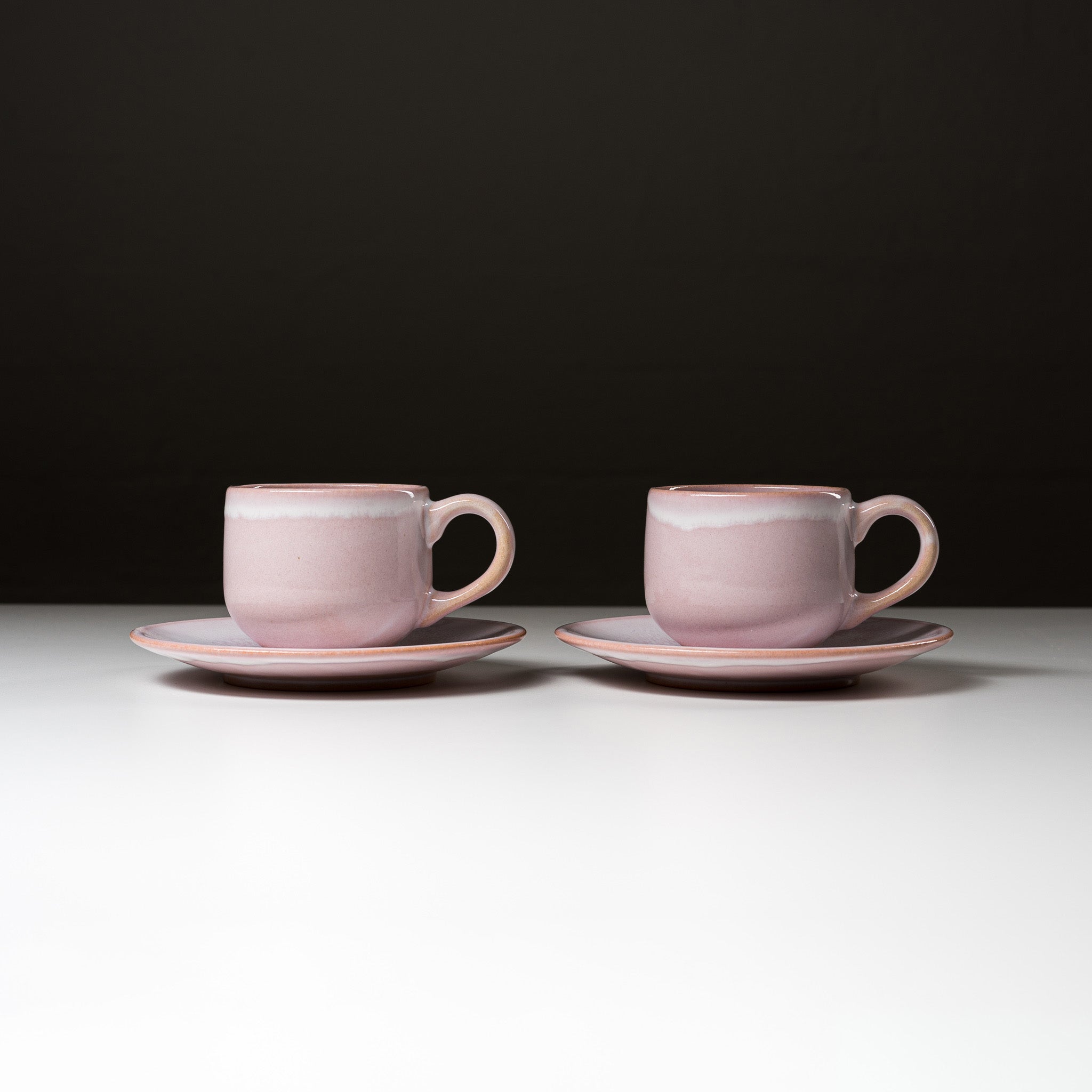 Tenryu Kiln Hagi Ware Pair Cup and Saucer Milky Pink / 萩焼 モモイロ