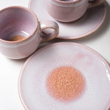 Tenryu Kiln Hagi Ware Pair Cup and Saucer - Milky Pink / 萩焼 モモイロ