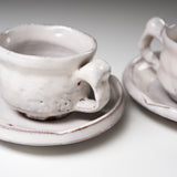 Hagi Ware Pair Cup and Saucer - Artisan Seiun / 萩焼 都野栖雲作