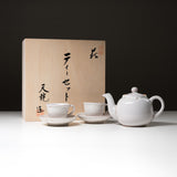 Tenryu Kiln Hagi Ware Tea Set with Wooden Box - White Hagi / 天龍窯 茶器揃え