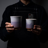 Tenryu Kiln Hagi Ware Pottery Pair Yunomi Tea Cup - Violet / 萩焼 ペア湯呑み