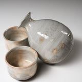 Tenryu Kiln Hagi ware Sake Set with Wooden Box - Ohonte / 萩焼 酒器セット