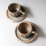 Hagi Ware Pair Cup and Saucer - Artisan Itsuo Mito / 萩焼 水戸逸雄作