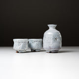 Tenryu Kiln Hagi ware Sake Set with Wooden Box - White Hagi  / 萩焼 酒器