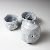 Tenryu Kiln Hagi ware Sake Set with Wooden Box - White Hagi  / 萩焼 酒器