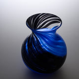 Hanashizuku Bouquet Glass Vase - Blue x Black / 津軽びいどろ 花瓶