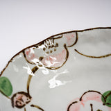Mino ware Hand-painted Camellia Bowl - 19.5 cm / たわみ碗