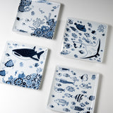 Hasami Ware Aquarium Square Plate - 17 cm - 4 Optional / 波佐見焼 角皿