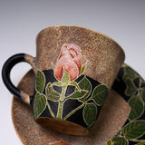 Hiroyuki Onuki - Engraving Flower Series - Cup and Saucer - Rose / 大貫博之 薔薇