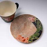 Hiroyuki Onuki - Engraving Flower Series - Cup and Saucer - Rose / 大貫博之 薔薇