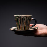 Hiroyuki Onuki - Engraving Flower Series - Cup and Saucer - Bamboo / 大貫博之 竹