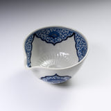 INOME Heart Handmade Matcha Bowl - Sometsuke Arabesque : 染付片口 / 小野 穣 猪目茶碗