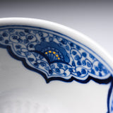 INOME Heart Handmade Matcha Bowl - Sometsuke Arabesque : 染付片口 / 小野 穣 猪目茶碗