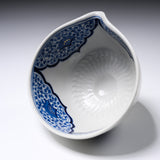 INOME Heart Handmade Matcha Bowl - Sometsuke Arabesque : 染付片口 / 小野 穣 猪目茶碗