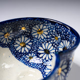 INOME Heart Handmade Matcha Bowl - Sometsuke Chrysanthemum : 染付菊花 / 小野 穣 猪目茶碗