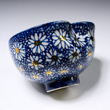 INOME Heart Handmade Matcha Bowl - Sometsuke Chrysanthemum : 染付菊花 / 小野 穣 猪目茶碗