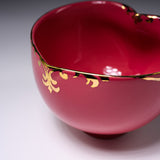 INOME Heart Handmade Matcha Bowl - Golden Ribbon : 長春花金リボン / 小野 穣 猪目茶碗