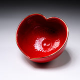 INOME Heart Handmade Matcha Bowl - The First Red with Golden Ribbon : あなたのために / 小野 穣 猪目茶碗
