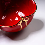 INOME Heart Handmade Matcha Bowl - The First Red with Golden Ribbon : あなたのために / 小野 穣 猪目茶碗