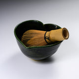 INOME Heart Handmade Matcha Bowl - Kourai Oribe : 高麗納戸織部 / 小野 穣 猪目茶碗