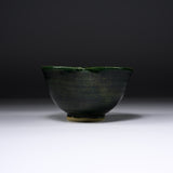 INOME Heart Handmade Matcha Bowl - Kourai Oribe : 高麗納戸織部 / 小野 穣 猪目茶碗