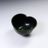 INOME Heart Handmade Matcha Bowl - Kourai Oribe : 高麗納戸織部 / 小野 穣 猪目茶碗