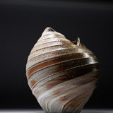 ISHIDA KAZUYA Bizen Pottery Vase with Wooden Gift Box - Tidal Spiral / 備前焼 花瓶