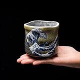 Premium Kutani ware Hokusai Yunomi Tea Cup - Great Wave / 九谷焼 葛飾北斎 神奈川沖浪裏 湯呑みカップ
