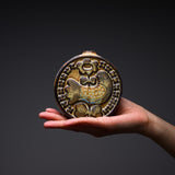 KASHIWA Seto Ware - Vase - Round Flower Bird / 瀬戸焼 かしわ窯
